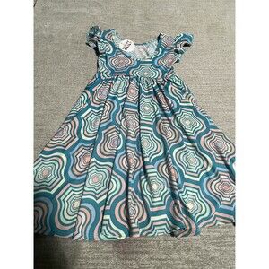 Dot Dot Smile Dress Girl’s Size 5/6 Blue Geometric Graphic Sleeveless Long